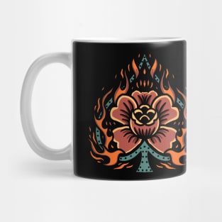 flaming rose tattoo Mug